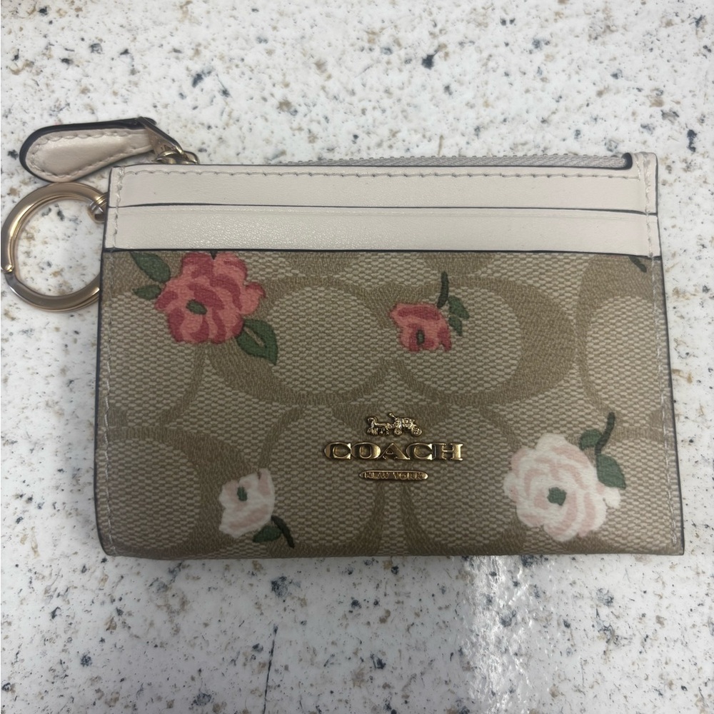 Coach Gold and Cream Keychain Wallet